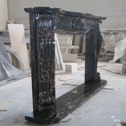 fireplace cornice in polished marble nero potoro