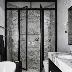 floor to ceiling frame glass shower enclosure
