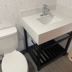 metal vanity with stone top for budget hotel and motel