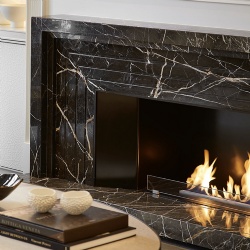 modern brown marble fireplace surround