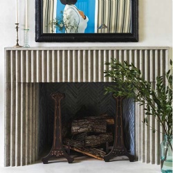 modern fluted stone fireplace surround Model Linea 01