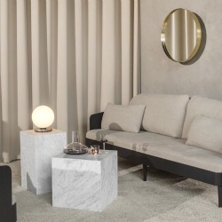 modern living furniture with carrara marble plinth cube side table