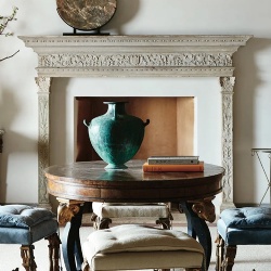 ornate mantel wrapped in marble