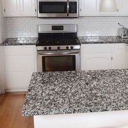 polished gran valle granite kitchen countertop with eased edge finish
