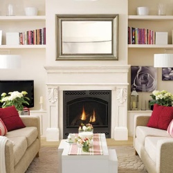 rustic limestone fireplace mantel for farmhouse