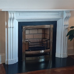 statuary white marble chimneypiece with Irish corbel