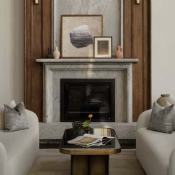 stone fireplace for hotel lobby lounge