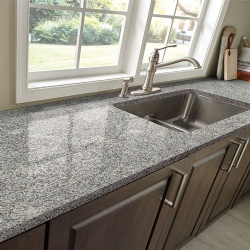 white sparkle granite kitchen countertop with sink cutout